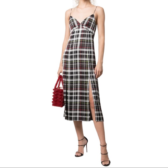 Alice + Olivia Dresses & Skirts - NWT Alice + Olivia Julietta Plaid Side Slit Slipdress Black Red White Size 12